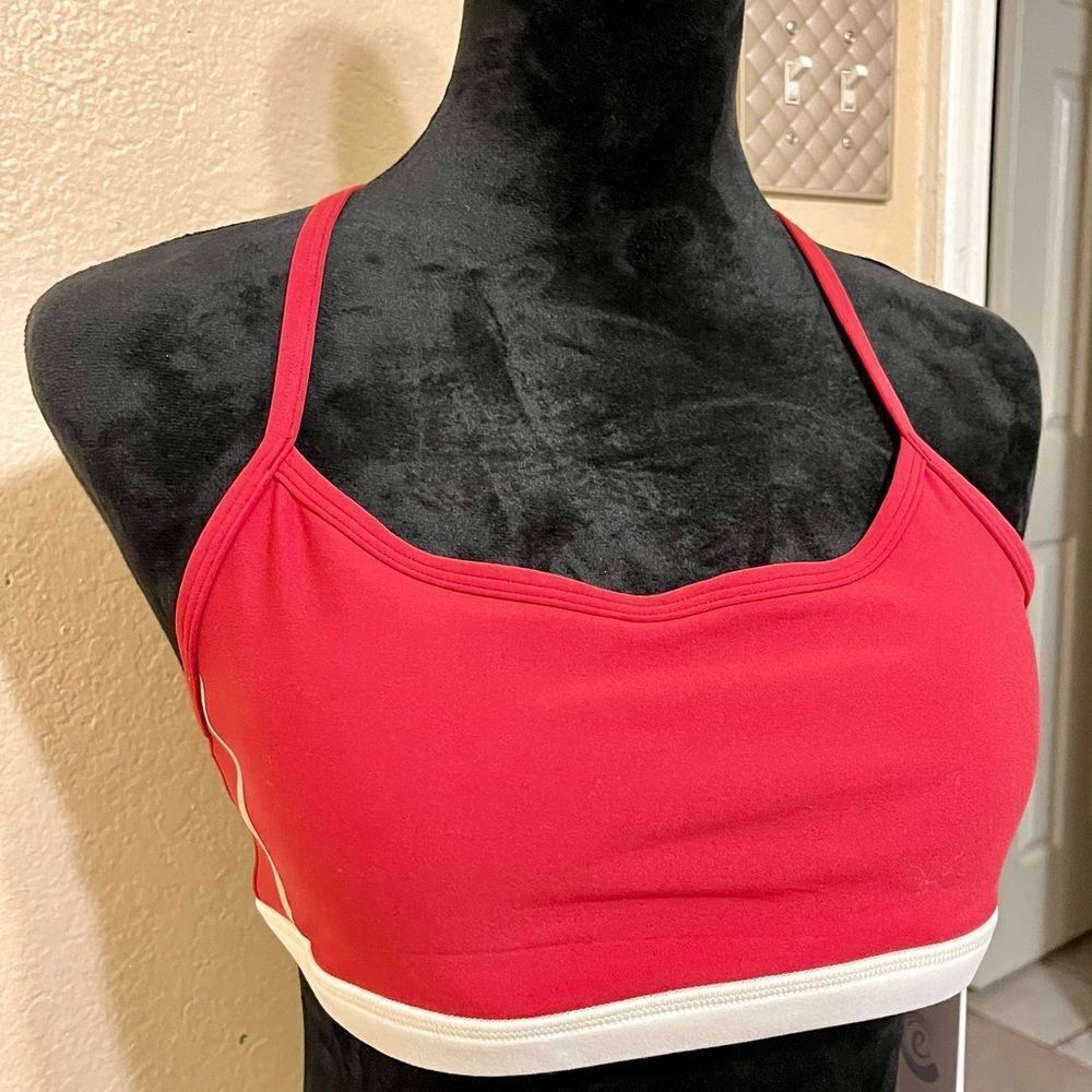 Johnny Was CALME Endurance cross Back Sports Bra II Red/Beige SZ L MSRP $72 NWT